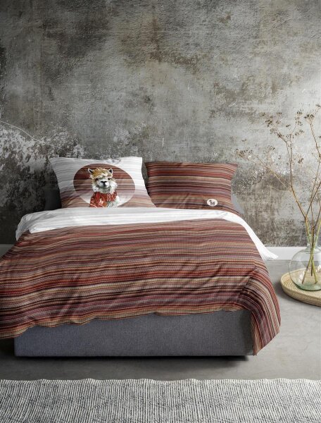 Irisette Flausch-Cotton Bettwäsche Set Zobel 8556 rot 140 x 200 cm + 1 Kissenbezug 90x70 cm