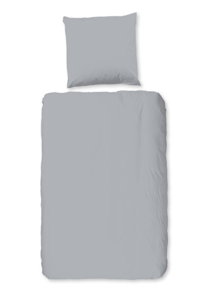 Good Morning Flanell Bettwäsche 155 X 220 cm + 1- 80 X 80 cm flanel uni zilver uni dessin grau
