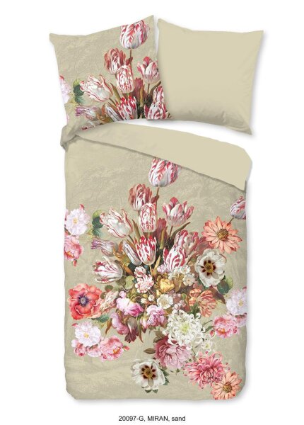 Good Morning Renforcé Bettwäsche 200 X 200 cm + 2- 80 X 80 cm Miran flowers natur