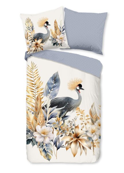 Good Morning Renforcé Bettwäsche 135 X 200 cm + 1- 80 X 80 cm Loha flowers and birds bunt