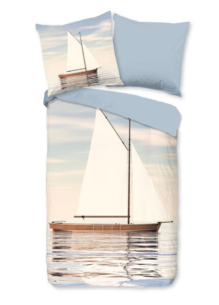 Good Morning Renforcé Bettwäsche 200 X 200 cm + 2- 80 X 80 cm Meri maritime theme blau