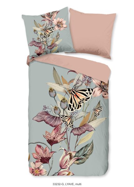 Good Morning Renforcé Bettwäsche 200 X 200 cm + 2- 80 X 80 cm Lyave flowers and butterflies bunt