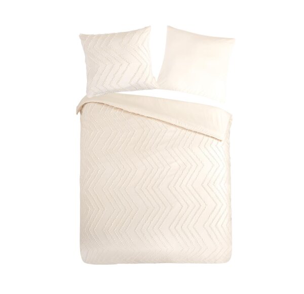 Pure Microfaser Bettwäsche 155 X 220 cm + 1- 80 X 80 cm Zigzag luxury zizag piping/ embroidery weiß
