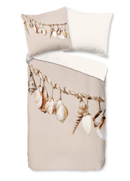 Pure Microfaser Bettwäsche 135 X 200 cm + 1- 80 X 80 cm Ibiza shells natur