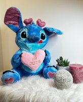 Lilo und Stitch Kuscheltier Lilo und Stitch Plüschtier XXL 24 cm Stofftier Anime Kawaii Plush Stofftier Cute Plushie Halloween Weihnachten Geschenke für Kinder Stitch Herz Rosa 30 cm