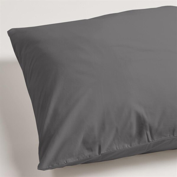 Beddinghouse Kissenbezug Percale Baumwoll PC Anthracite 2x 60x70 grau