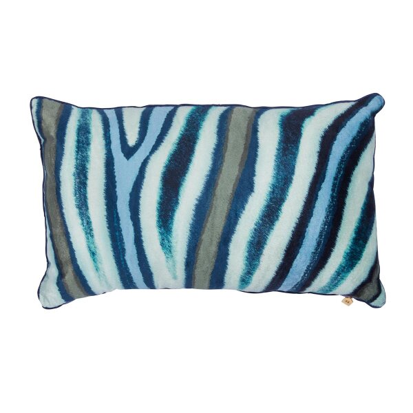 KAAT Amsterdam Kissen ko Wild Stripes Blue Green 30 cm x 50 cm blau