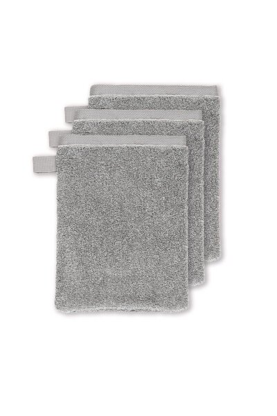 vtwonen Heimtextilie Waschlappen Groove Anthracite Set a 3 Stk 16x22 grau