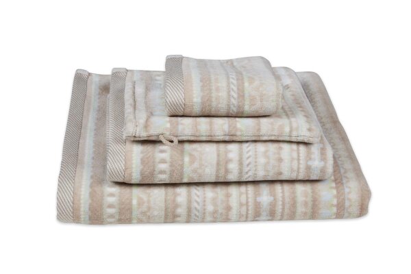 PiP Studio Heimtextilie Waschlappen Geometric Print Sand Set a 3 Stk 16x22 natur