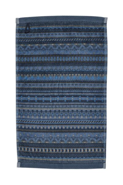 PiP Studio Heimtextilie Gästetuch Geometric Print Dark Blue Set a 3 Stk 30x50 blau