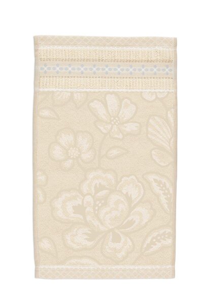PiP Studio Heimtextilie Gästetuch Jasmin Jacquard Sand Set a 3 Stk 30x50 natur