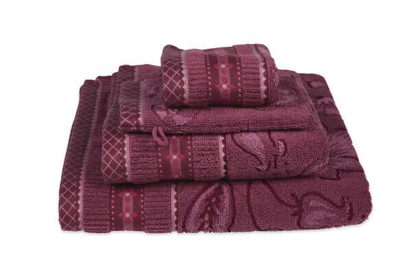 PiP Studio Handtuch Jasmin Jacquard D.Pink Set a 3 Stk set a3 55x100 rosa