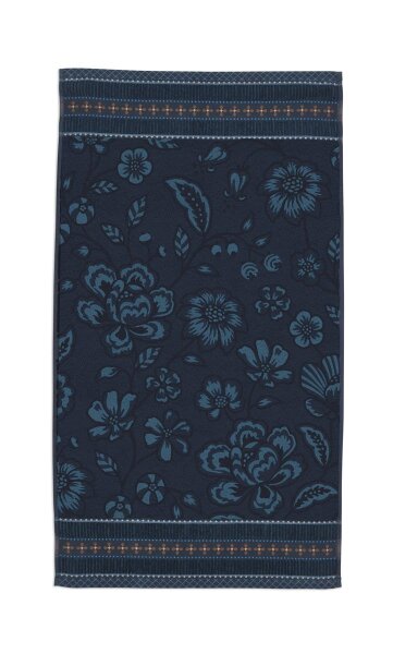 PiP Studio Handtuch Jasmin Jacquard Dark Blue Set a 3 Stk 55x100 blau