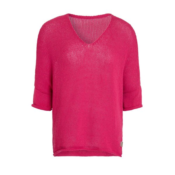 Knit Factory Jasmin Strickpullover V-Ausschnitt Fuchsia 36/44