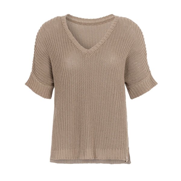 Knit Factory Daisy Strickpullover V-Ausschnitt Leinen 36/44