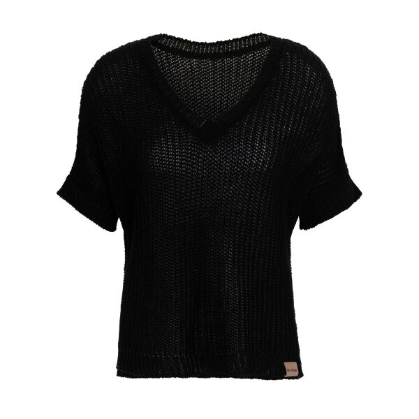 Knit Factory Daisy Strickpullover V-Ausschnitt Schwarz 36/44