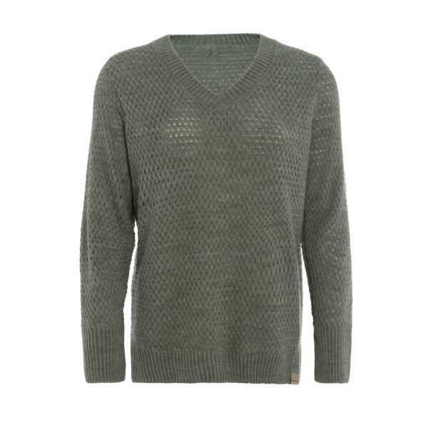 Knit Factory Ilse Strickpullover V-Ausschnitt Urban Green 40/42