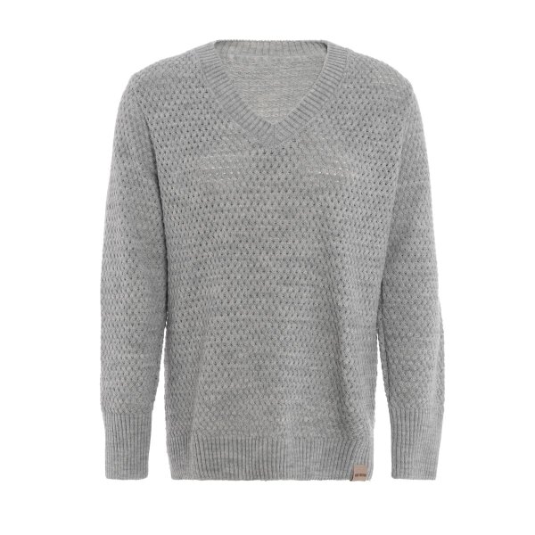 Knit Factory Ilse Strickpullover V-Ausschnitt Grau 40/42