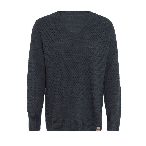 Knit Factory Ilse Strickpullover V-Ausschnitt Anthrazit 36/38