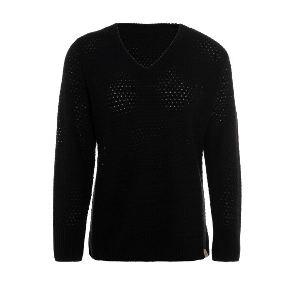Knit Factory Ilse Strickpullover V-Ausschnitt Schwarz 40/42