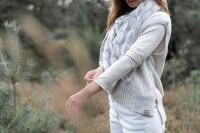 Knit Factory Liva Dreiecksschal Anthrazit/Grau