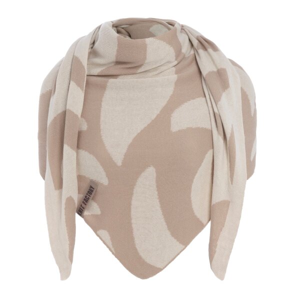 Knit Factory Leaf Dreieckstuch Ecru/Dark Beige