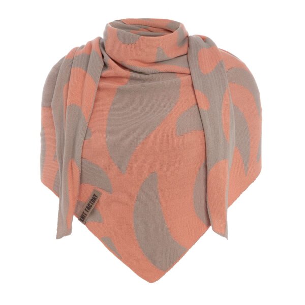 Knit Factory Leaf Dreieckstuch Kieselgrau/Apricot