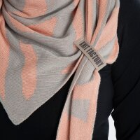Knit Factory Leaf Dreieckstuch Kieselgrau/Apricot
