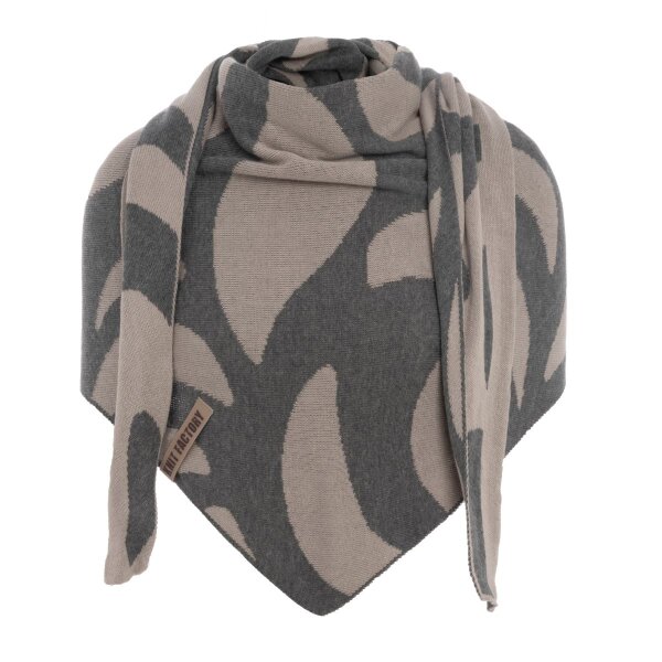 Knit Factory Leaf Dreieckstuch Kieselgrau/Med Grey