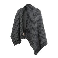 Knit Factory Dusk Poncho Cape Schwarz/Anthrazit