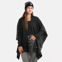 Knit Factory Dusk Poncho Cape Schwarz/Anthrazit
