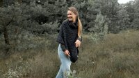Knit Factory Amber Gestrickter Poncho Marron/Iced Clay