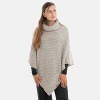 Knit Factory Amber Gestrickter Poncho Iced Clay/Beige