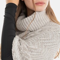 Knit Factory Amber Gestrickter Poncho Iced Clay/Beige