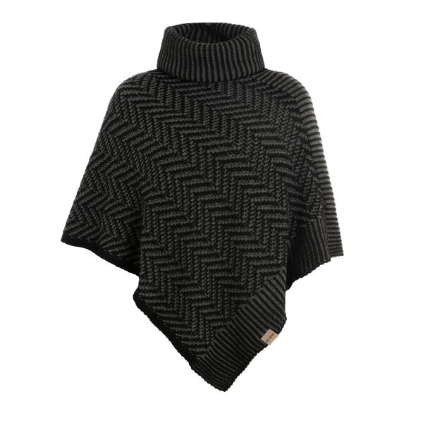 Knit Factory Amber Gestrickter Poncho Schwarz/Anthrazit