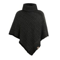 Knit Factory Amber Gestrickter Poncho Schwarz/Anthrazit