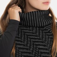 Knit Factory Amber Gestrickter Poncho Schwarz/Anthrazit
