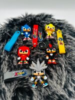 Schlüsselanhänger Sonic the Hedgehog 7cm Mini Anhänger Geschenk Cartoon Schlüsselanhänger Silikon Schlüsselanhänger für Handyhülle Charme Rucksack Geschenk Sonic rot