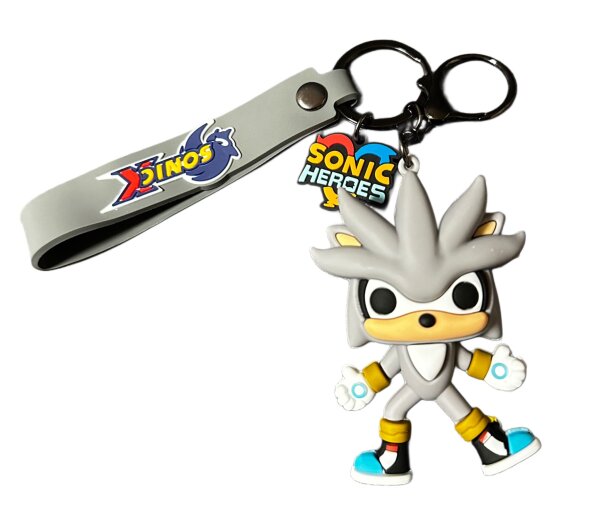 Schlüsselanhänger Sonic the Hedgehog 7cm Mini Anhänger Geschenk Cartoon Schlüsselanhänger Silikon Schlüsselanhänger für Handyhülle Charme Rucksack Geschenk Sonic grau