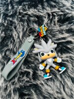 Schlüsselanhänger Sonic the Hedgehog 7cm Mini Anhänger Geschenk Cartoon Schlüsselanhänger Silikon Schlüsselanhänger für Handyhülle Charme Rucksack Geschenk Sonic grau
