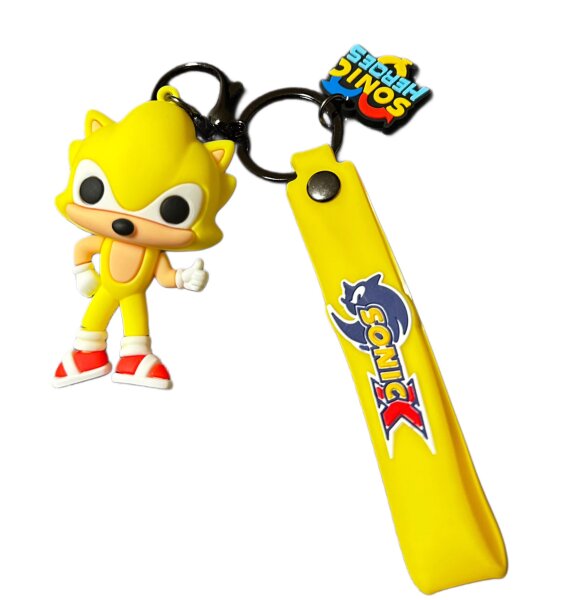 Schlüsselanhänger Sonic the Hedgehog 7cm Mini Anhänger Geschenk Cartoon Schlüsselanhänger Silikon Schlüsselanhänger für Handyhülle Charme Rucksack Geschenk Sonic gelb