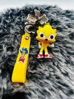 Schlüsselanhänger Sonic the Hedgehog 7cm Mini Anhänger Geschenk Cartoon Schlüsselanhänger Silikon Schlüsselanhänger für Handyhülle Charme Rucksack Geschenk Sonic gelb