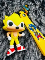 Schlüsselanhänger Sonic the Hedgehog 7cm Mini Anhänger Geschenk Cartoon Schlüsselanhänger Silikon Schlüsselanhänger für Handyhülle Charme Rucksack Geschenk Sonic gelb