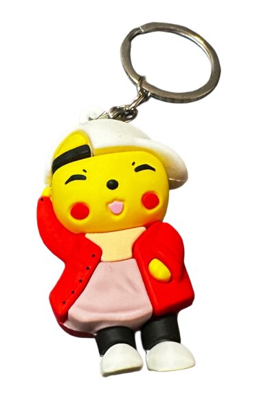 Schlüsselanhänger Pokemon Pikachu 6cm Mini Anhänger Geschenk Cartoon Schlüsselanhänger Silikon Schlüsselanhänger für Handyhülle Charme Rucksack Geschenk Pikachu rot