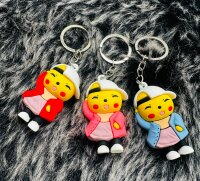 Schlüsselanhänger Pokemon Pikachu 6cm Mini Anhänger Geschenk Cartoon Schlüsselanhänger Silikon Schlüsselanhänger für Handyhülle Charme Rucksack Geschenk Pikachu rot