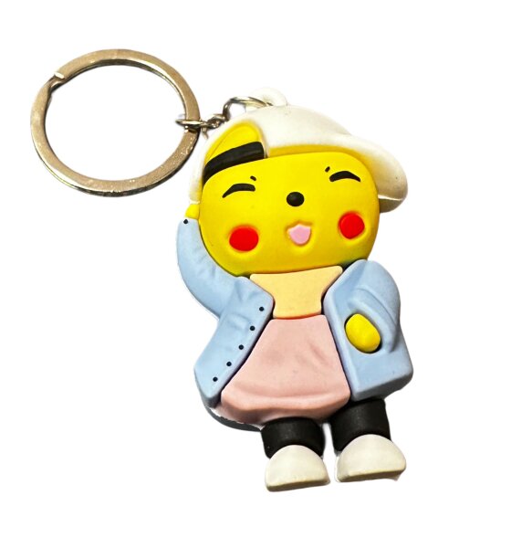 Schlüsselanhänger Pokemon Pikachu 6cm Mini Anhänger Geschenk Cartoon Schlüsselanhänger Silikon Schlüsselanhänger für Handyhülle Charme Rucksack Geschenk Pikachu blau