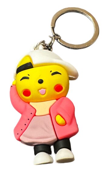 Schlüsselanhänger Pokemon Pikachu 6cm Mini Anhänger Geschenk Cartoon Schlüsselanhänger Silikon Schlüsselanhänger für Handyhülle Charme Rucksack Geschenk Pikachu rosa
