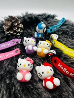 Schlüsselanhänger Hello Kitty unsortiert 6cm Mini Anhänger Geschenk Cartoon Schlüsselanhänger Silikon Schlüsselanhänger für Handyhülle Charme Rucksack Geschenk Hello Kitty unsortiert