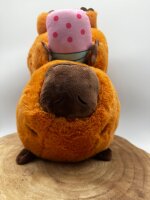 Capybara Kuscheltier braun Figur Plüsch 35 cm Plüsch Capybara Bubble Tea rosa