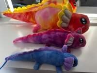 Axolotl Echse Molch Kuscheltier Figur Plüsch Tintenfisch Spiel Puppe XL 32 cm Plüschtier Püsch Wassertier lila neu